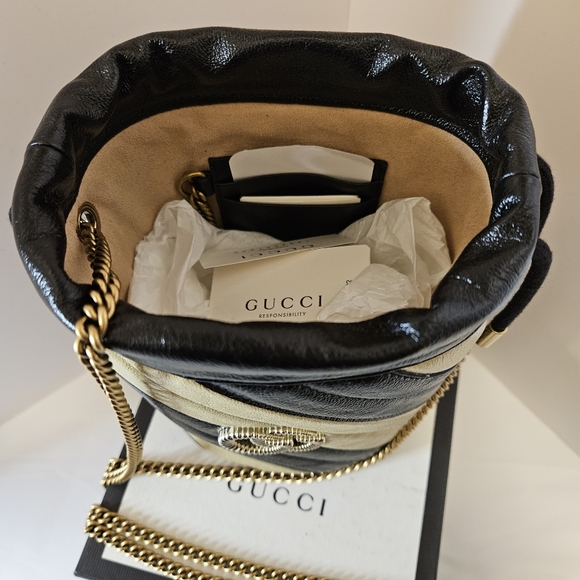 GG MARMONT CHAIN BUCKET LEATHER CROSSBODY BAG - NWT - Picture 3 of 9